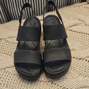 CROCS Black Platform Slingback Sandals